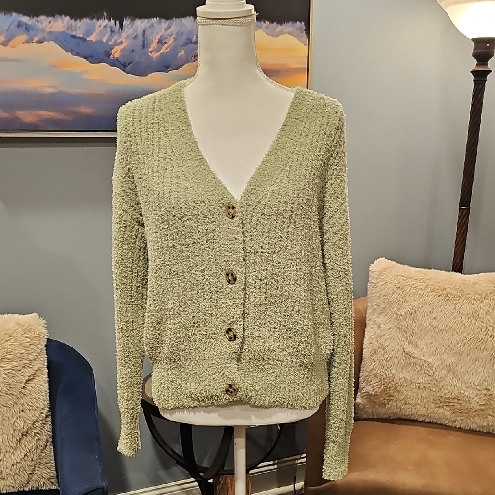 By The River Cozy Life V-neck Cardigan In Sage Sz S NWT